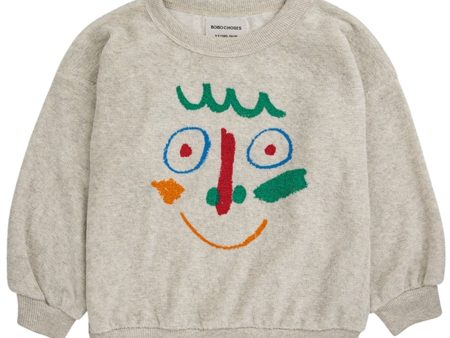 Bobo Choses Crazy Mask Sweatshirt Round Neck Light Heather Grey Cheap