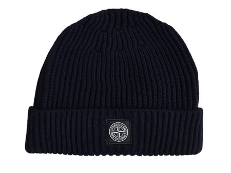 Stone Island Beanie Navy Blue For Discount