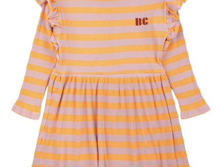 Bobo Choses Curry Horizontal Stripes Ruffles Kjole For Sale