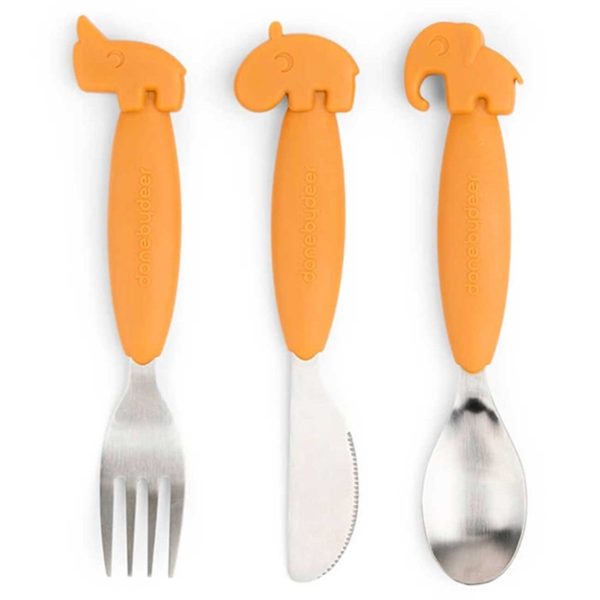 Done by Deer YummyPlus Easy Grip Cutlery Set Mustard Online Sale