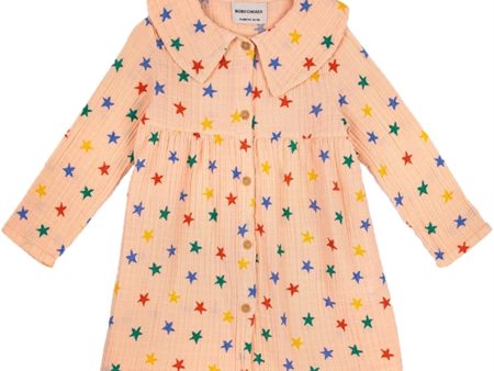 Bobo Choses Light Pink Multicolor Stars Kjole For Sale