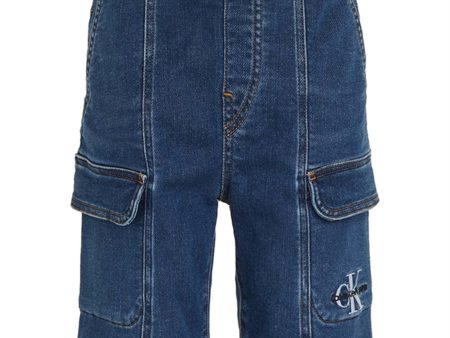 Calvin Klein Denim Cargo Sweat Shorts Mid Blue Fashion