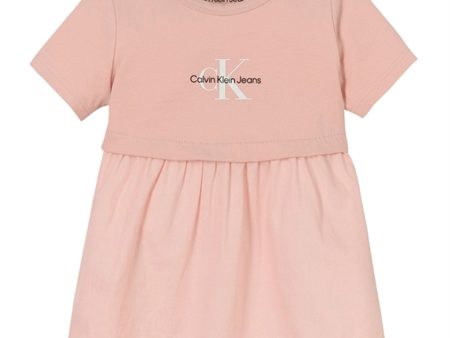 Calvin Klein Monogram Logo Mix Media Kjole Sepia Rose Discount