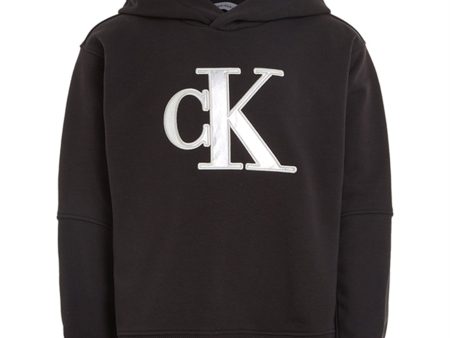 Calvin Klein Metallic Satin Monogram Hoodie Ck Black Online Hot Sale